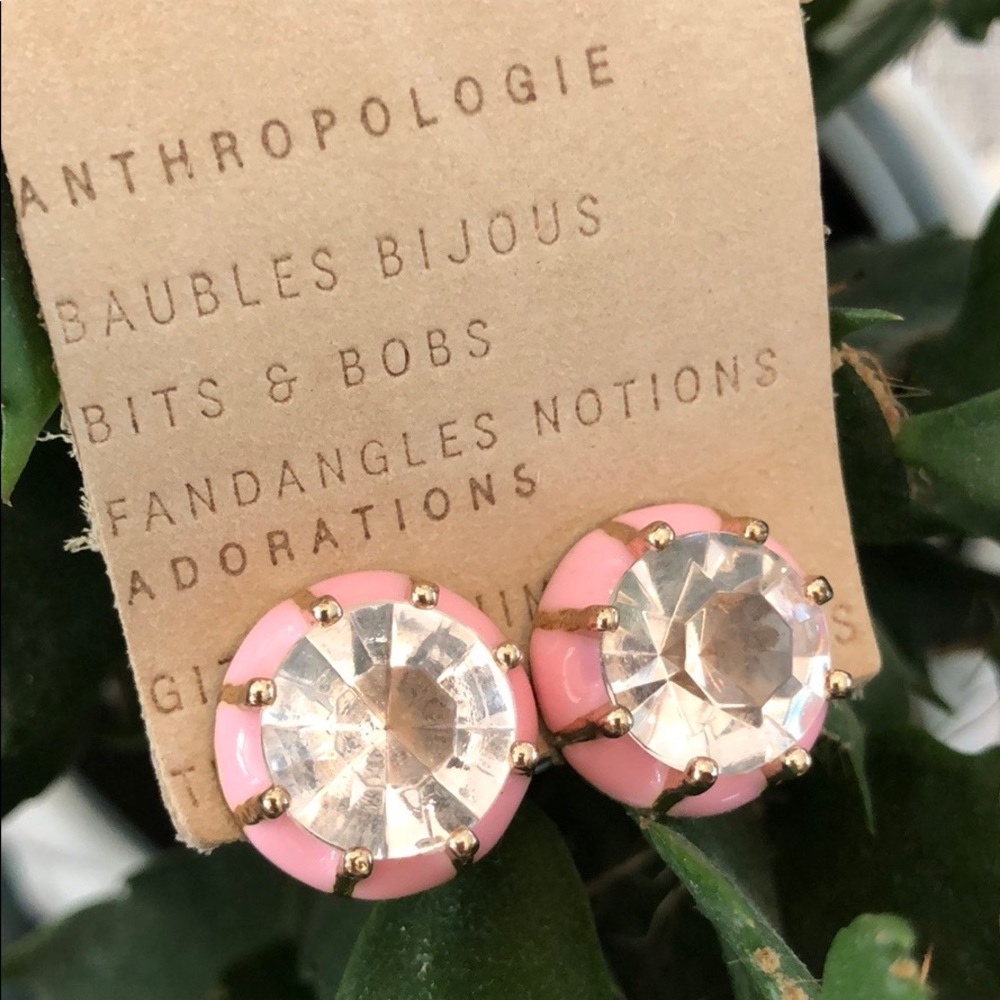 NWT Anthropologie Pink Crystal Atlantis Earrings